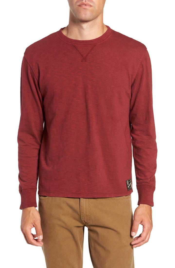 Men's Frye Long Sleeve Slub Crewneck T-shirt - Red
