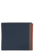 Men's Ted Baker London Snapper Colored Leather Wallet - Blue