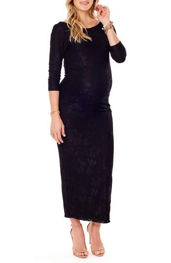 Women's Ingrid & Isabel Lace Column Maternity Maxi Dress - Black