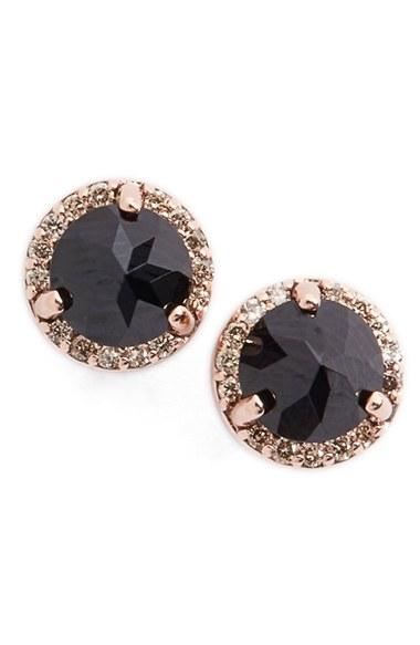 Women's Anna Sheffield Black Spinel & Champagne Diamond Rosette Stud Earrings