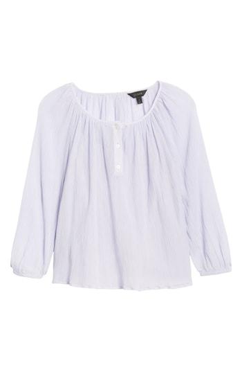 Women's J.crew Point Sur Crinkled Cotton & Silk Popover Top, Size - Purple