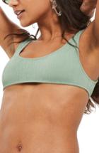 Women's Topshop Shirred Crop Bikini Top Us (fits Like 0) - Green