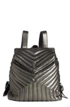 Saint Laurent Metallic Calfskin Leather Backpack - Grey