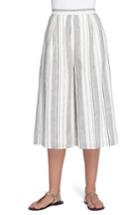 Women's Catherine Catherine Malandrino 'shep' Stripe Linen & Cotton Crop Wide Leg Pants - White