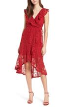 Women's Soprano Ruffle Lace Wrap Dress - Red