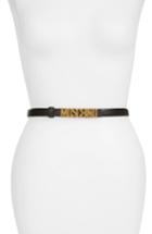 Women's Moschino Logo Leather Skinny Belt - Black