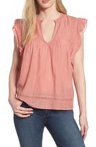Women's Lucky Brand Flutter Sleeve Pintuck Top - Pink