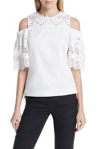 Women's Ted Baker London Taluah Mixed Lace Cold Shoulder Blouse
