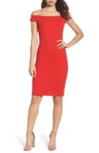 Petite Women's Eliza J Off The Shoulder Sheath Dress P - Red