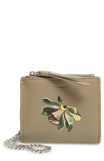 Women's Allsaints Flora Leather Crossbody Wallet - Beige