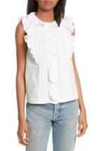 Women's La Vie Rebecca Taylor Ruffled Washed Poplin Top - Ivory