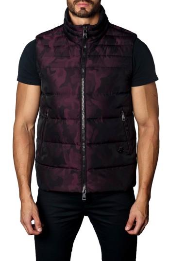 Men's Jared Lang Camo Down Puffer Vest - Burgundy