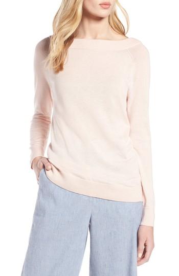 Women's Halogen Convertible Bateau Neck Sweater - Pink