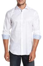 Men's Bugatchi Trim Fit Floral Jacquard Sport Shirt - White
