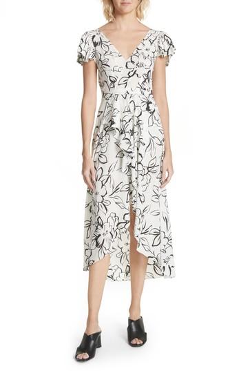 Women's Tracy Reese Floral Stretch Silk Midi Dress - White