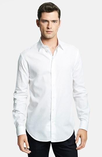 Men's Armani Collezioni Modern Fit Geometric Textured Sport Shirt