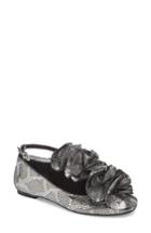 Women's Cecelia New York Jenny Ruffle Flat M - Metallic