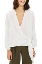 Women's Topshop Wrap Tuck Blouse Us (fits Like 0-2) - Ivory
