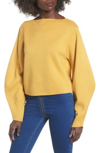Women's Topshop Balloon Sleeve Sweater Us (fits Like 0-2) - Yellow