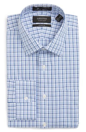 Men's Nordstrom Men's Shop Smartcare(tm) Classic Fit Plaid Dress Shirt .5 - 33 - Blue