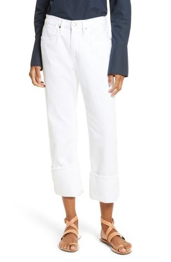 Women's Frame Le Oversized Cuffed Jeans - White