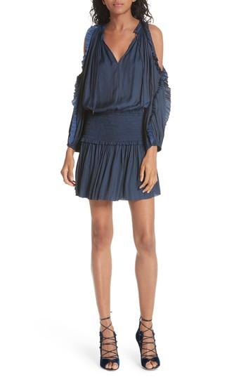 Women's Ulla Johnson Isla Cold Shoulder Satin Dress - Blue