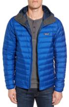 Men's Patagonia Packable Windproof & Water Resistant Goose Down Sweater Hooded Jacket - Blue