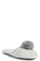 Women's Nordstrom Wool & Cashmere Slippers With Faux Fur Pompom - Grey