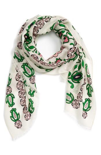 Women's Tory Burch Garden Party Oblong Wool Scarf