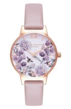 Women's Olivia Burton Bee Floral Faux Leather Strap Watch, 30mm