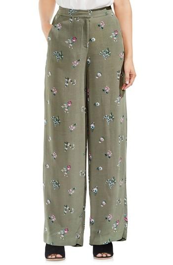 Women's Vince Camuto Delicate Floral Wide Leg Pants - Green