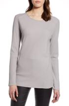 Women's Halogen Long Sleeve Knit Cotton Tee - Grey