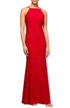 Women's Alex Evenings Embellished Seam Detail Gown - Red