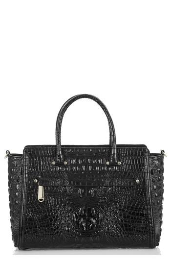 Brahmin Harper Embossed Leather Satchel - Black