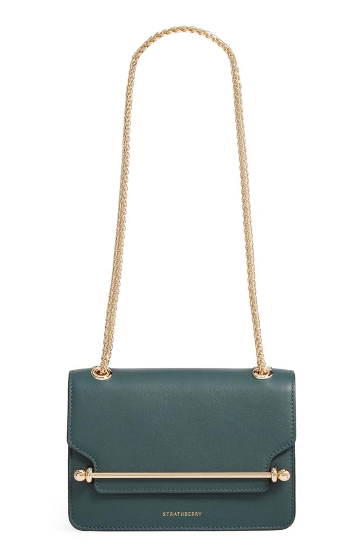 Strathberry Mini East/west Leather Crossbody Bag - Green