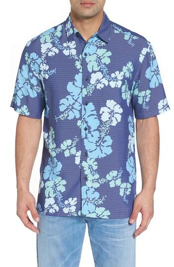 Men's Kahala Lei Day Standard Fit Camp Shirt - Blue