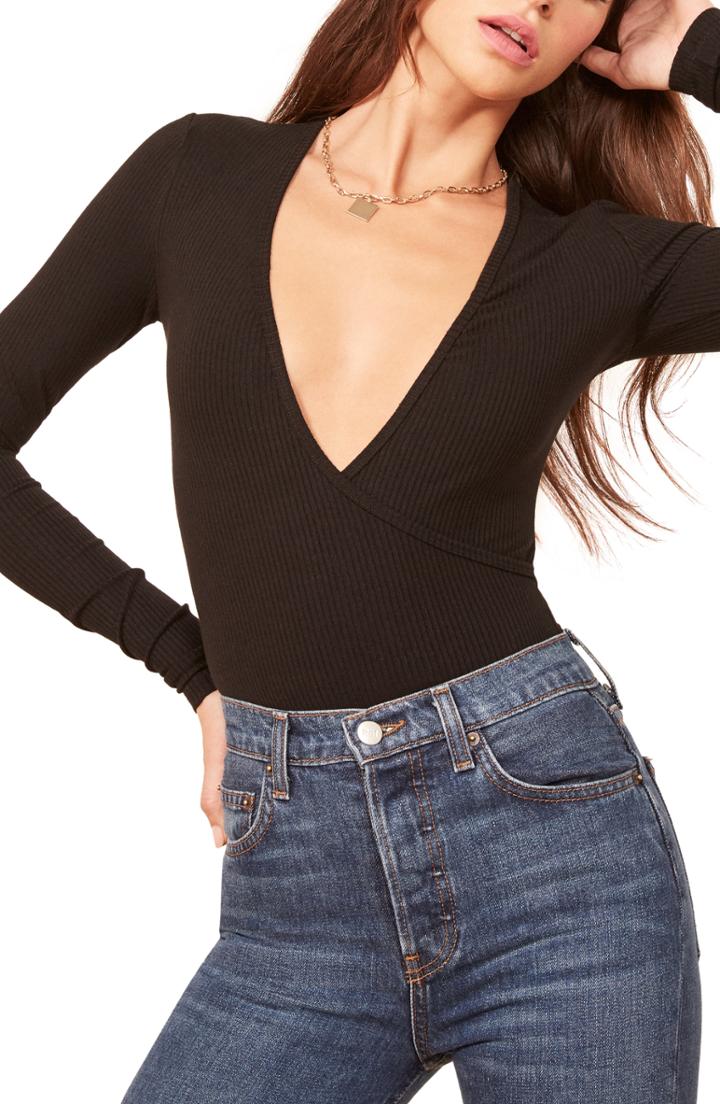 Women's Reformation Becky Bodysuit - Black