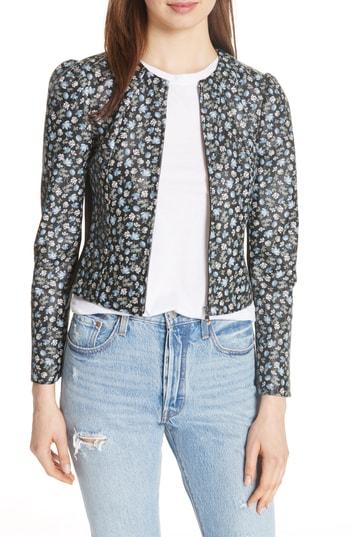 Women's Rebecca Taylor Zelma Floral Leather Jacket - Black