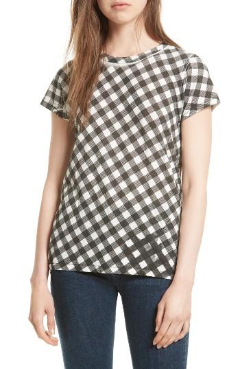 Women's Rag & Bone Gingham Tee, Size - Black