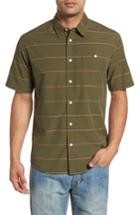 Men's Quiksilver Waterman Collection Last Dawn Regular Fit Stripe Sport Shirt, Size - Green