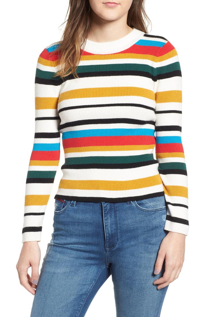 Women's Cotton Emporium Stripe Rib Knit Sweater