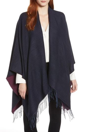 Women's Nordstrom Reversible Ruana, Size - Blue