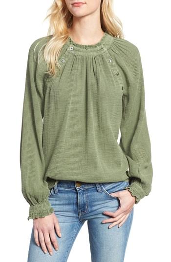 Women's Caslon Textured Cotton Blouse - Green