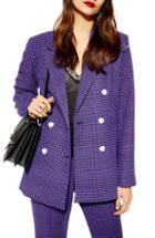 Women's Topshop Boucle Double Breasted Blazer Us (fits Like 0) - Purple