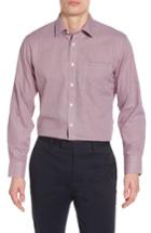 Men's Nordstrom Men's Shop Smartcare(tm) Trim Fit Houndstooth Dress Shirt 34/35 - Red