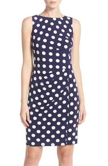 Women's Eliza J Polka Dot Jersey Sheath Dress