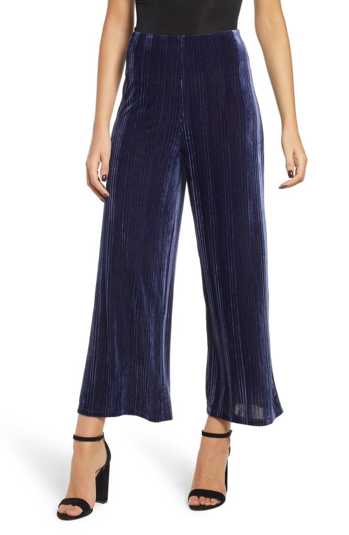 Women's Leith Velour Wide Leg Crop Pants - Blue