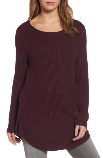Women's Caslon Rib Knit Cotton Tunic - Burgundy
