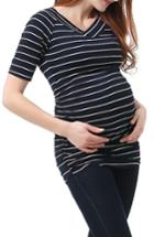 Women's Kimi And Kai Reagan Stripe Ruched Maternity Top - Blue