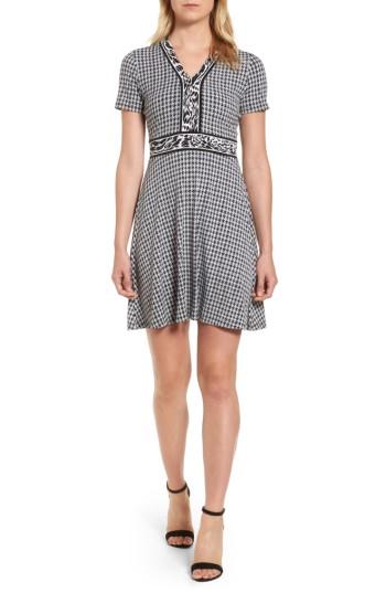 Women's Michael Michael Kors Houndstooth Cat Border Fit & Flare Dress